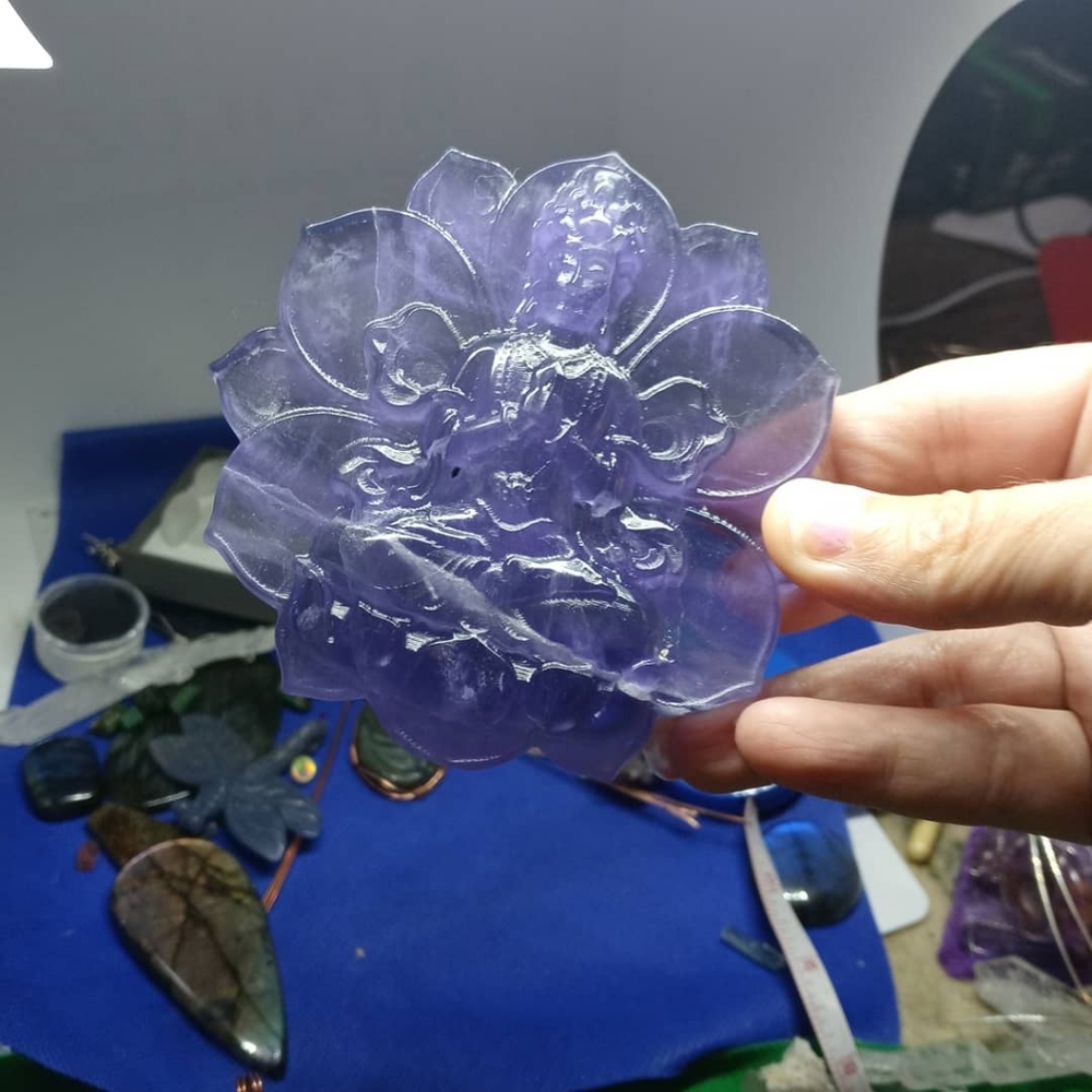 Fluorite carving of Quan Yin